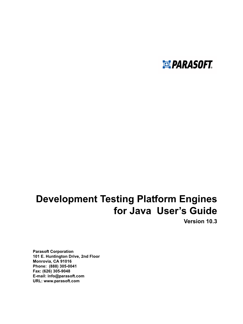Development Testing Platform Engines for Java User's Guide