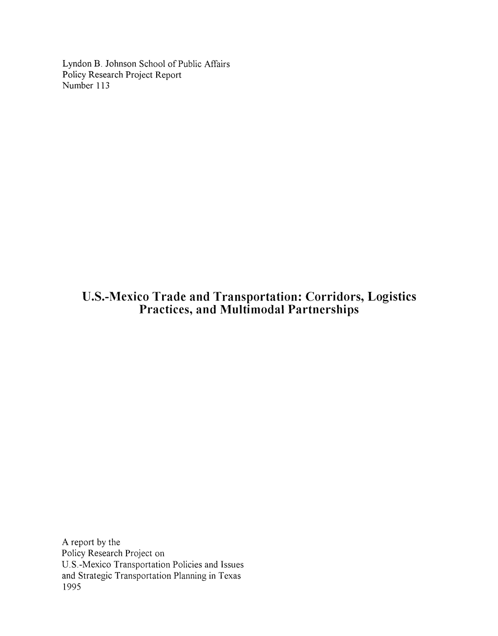 US-Mexico Trade and Transportation