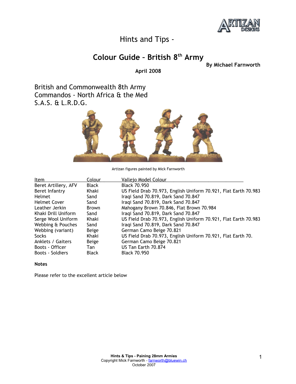 8Th Army North Africa Colour Guide