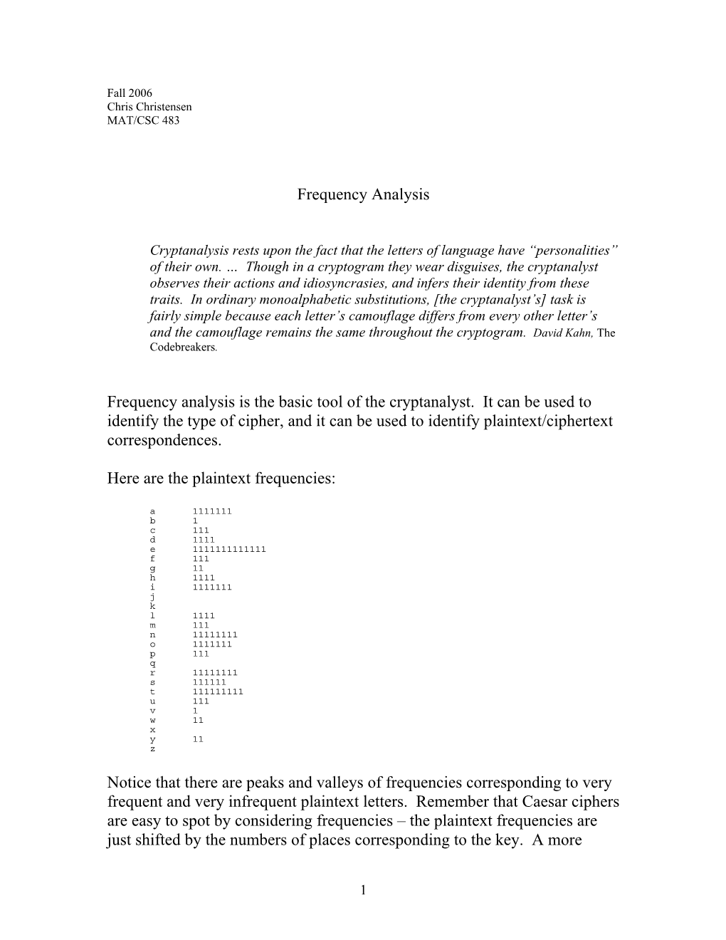 Frequency Analysis