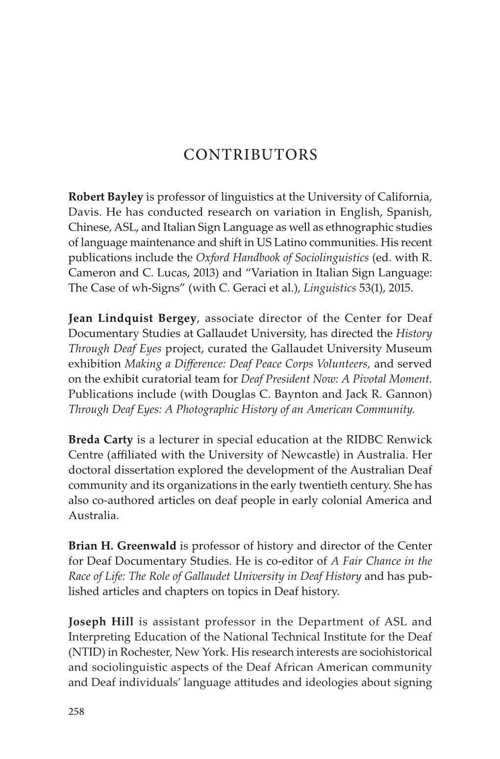 List of Contributors