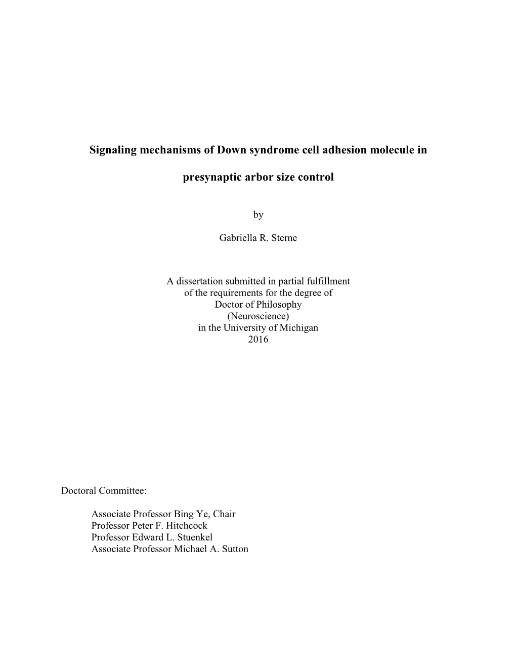 Signaling Mechanisms of Down Syndrome Cell Adhesion Molecule In