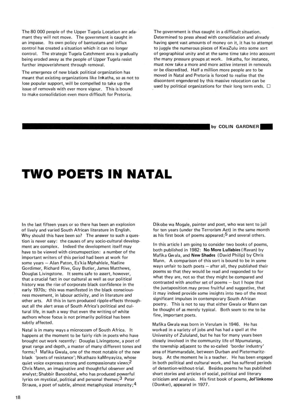 Two Poets in Natal