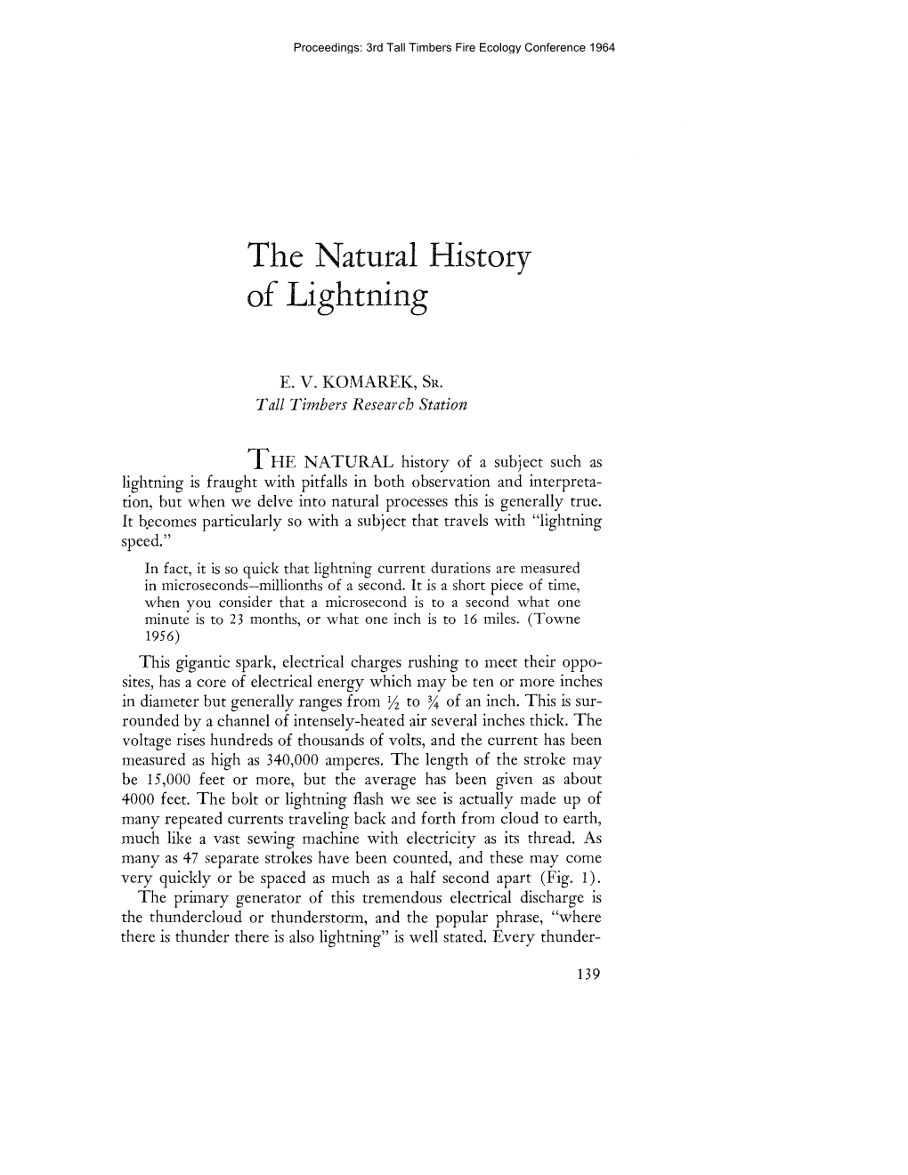 The Natural History of Lightning