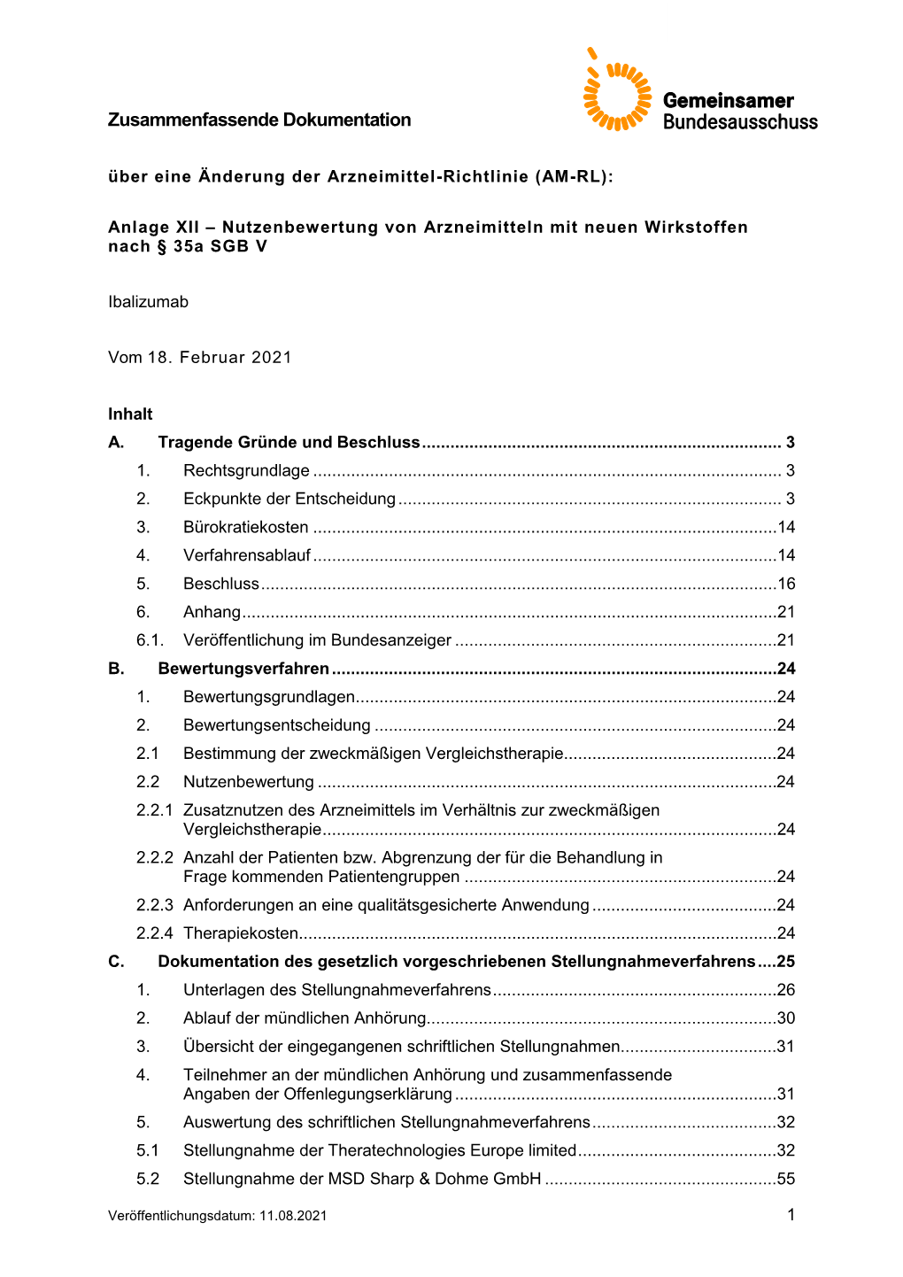 Zusammenfassende Dokumentation