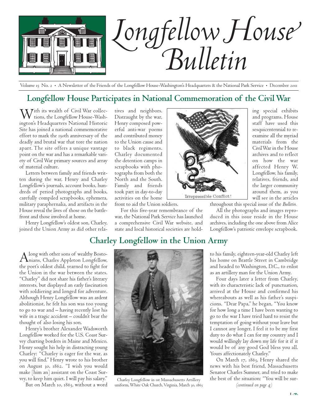 Longfellow House Bulletin, Vol. 15, No. 2, December 2011