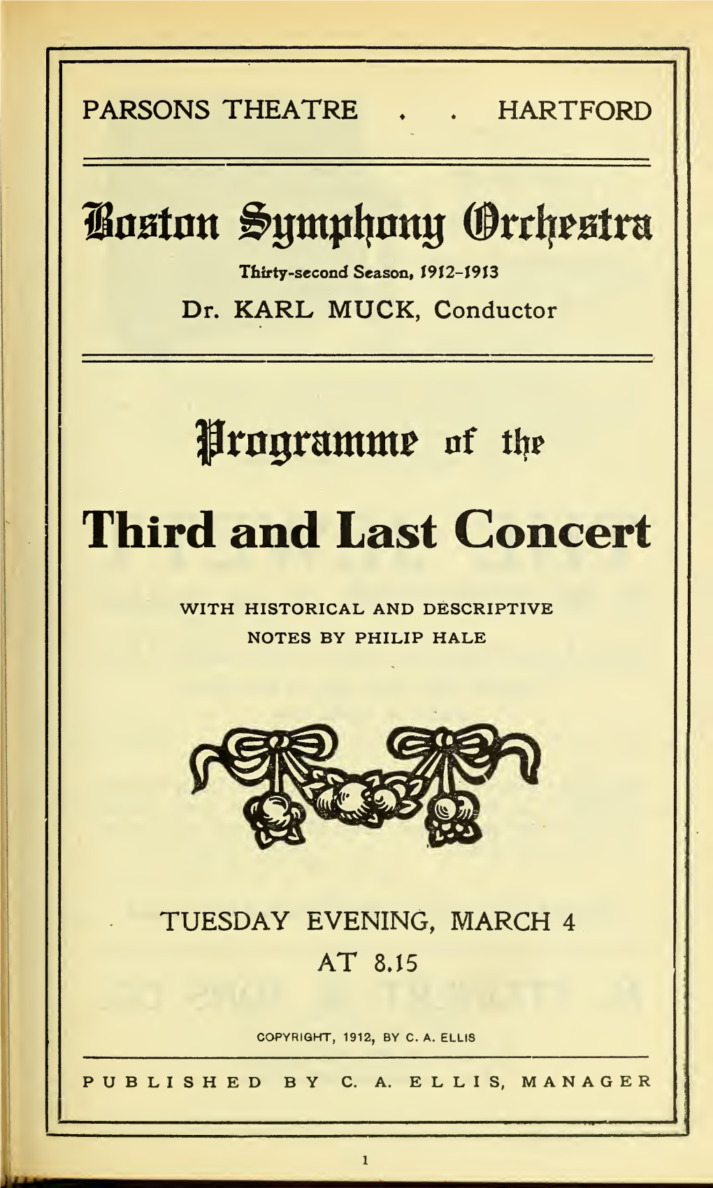 Boston Symphony Orchestra Concert Programs, Season 32,1912-1913, Trip
