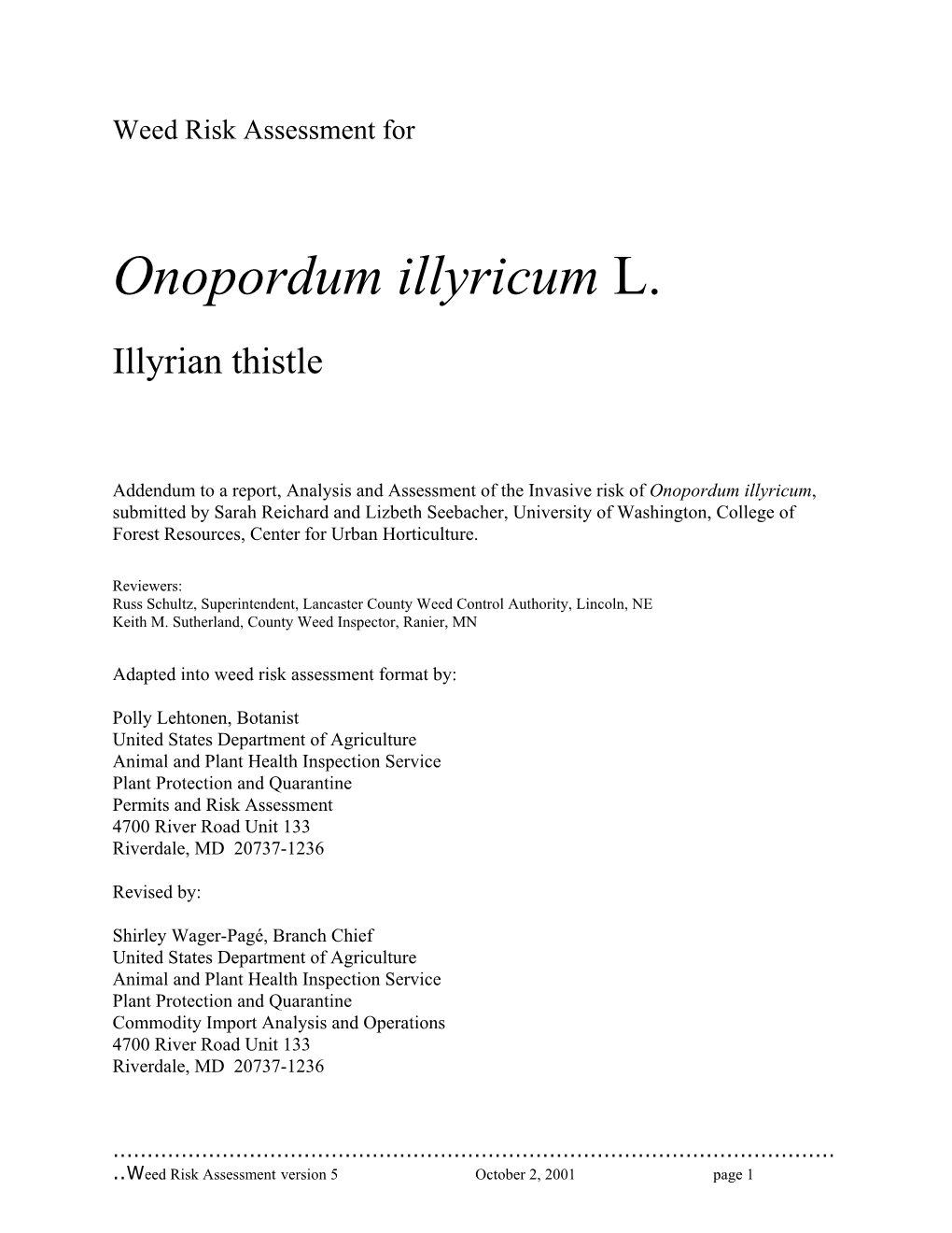 Onopordum Illyricum L