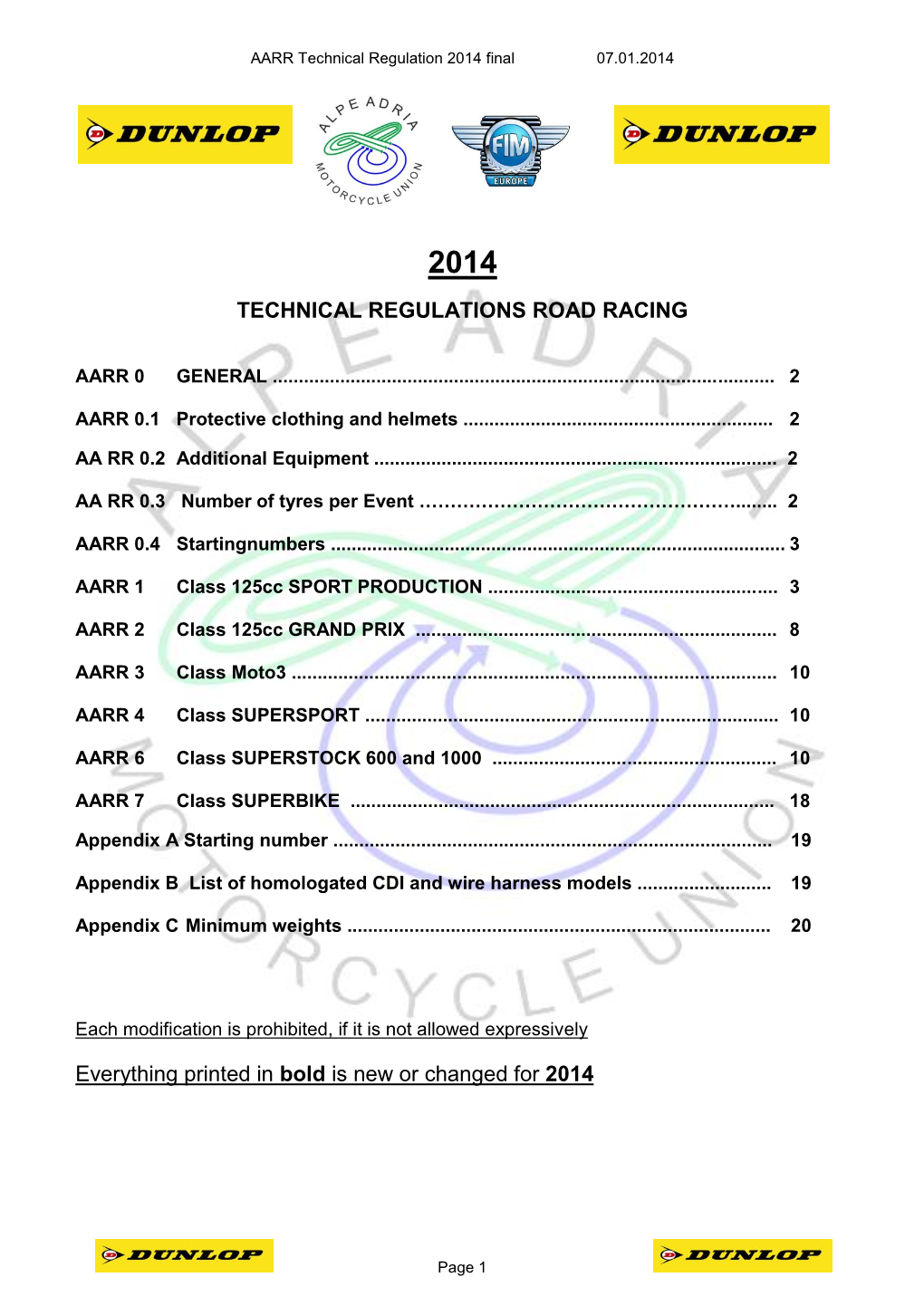 TECHNICAL REGULATIONS ROAD RACING Everything Printed in Bold