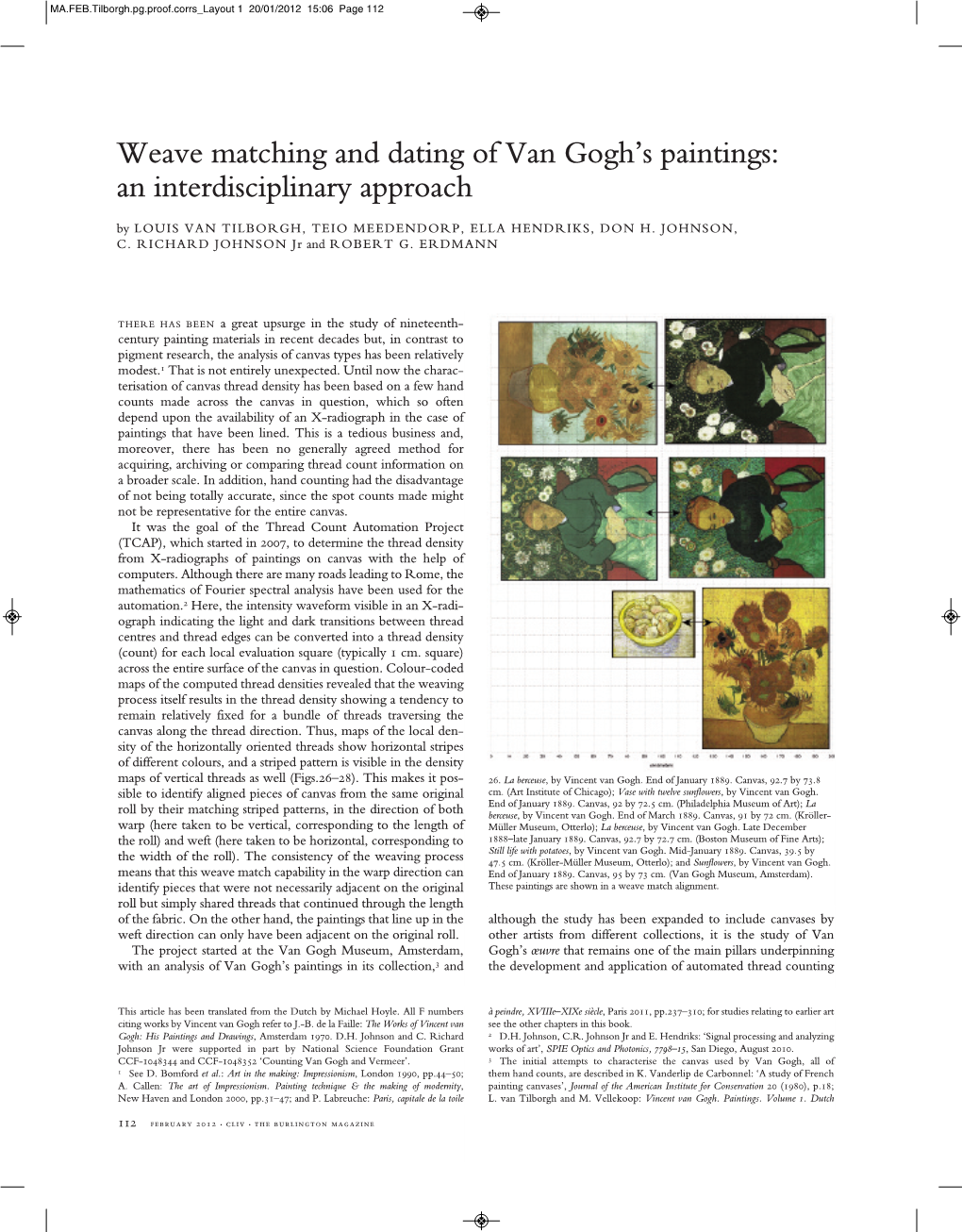 Van Gogh’S Paintings: an Interdisciplinary Approach
