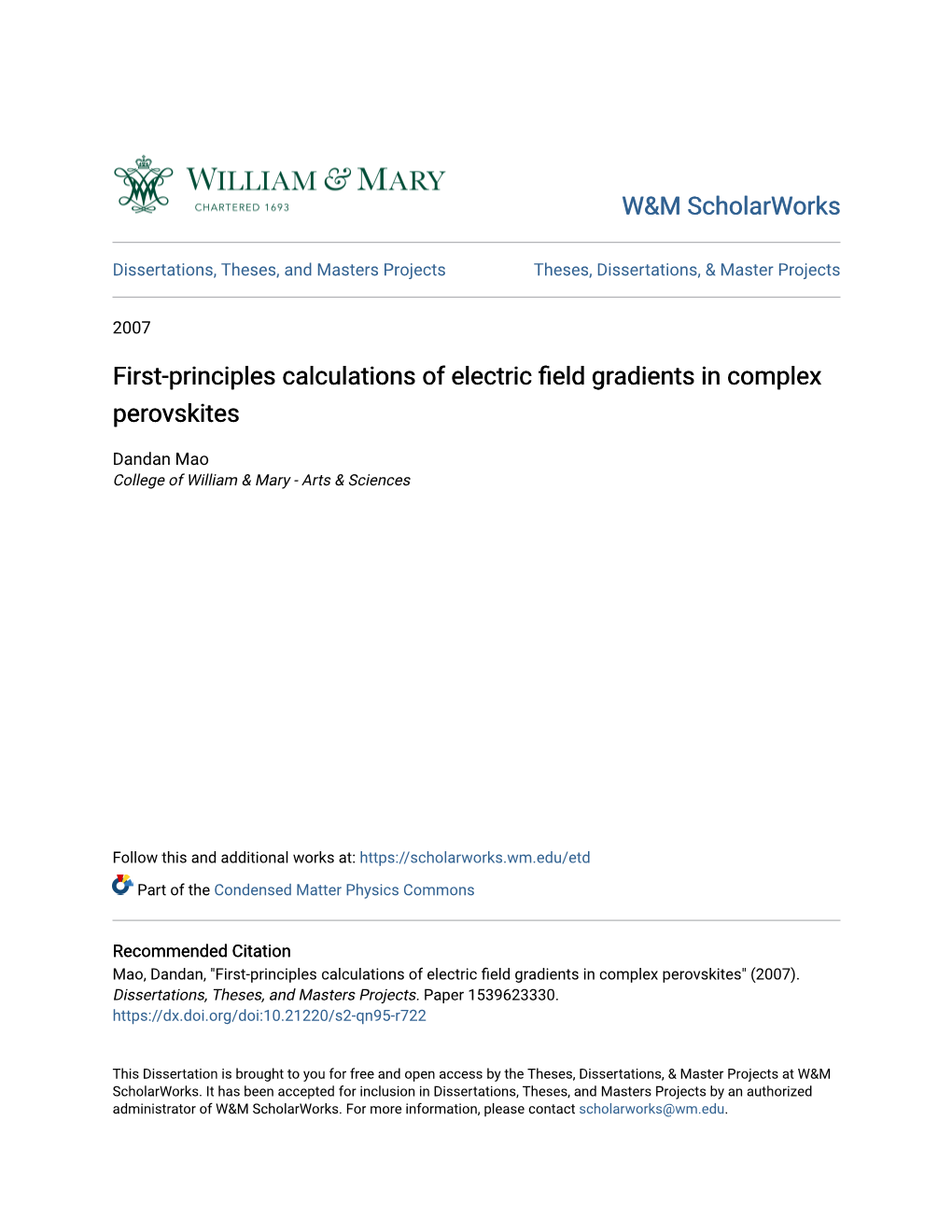 First-Principles Calculations of Electric Field Gradients in Complex Perovskites