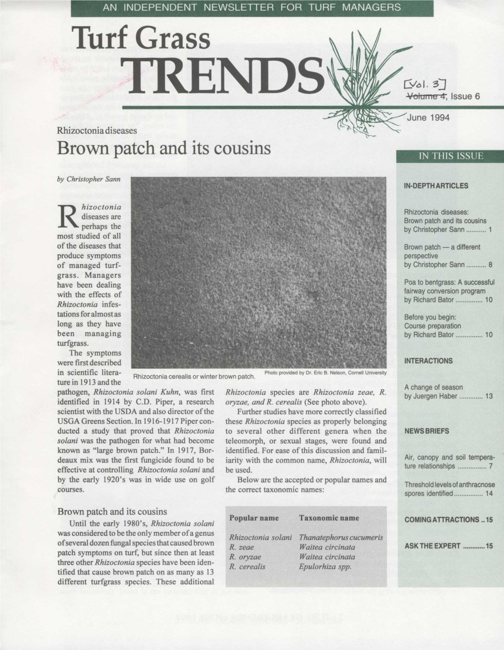 TRENDS •Volume 4", Issue 6 June 1994 Rhizoctonia Diseases
