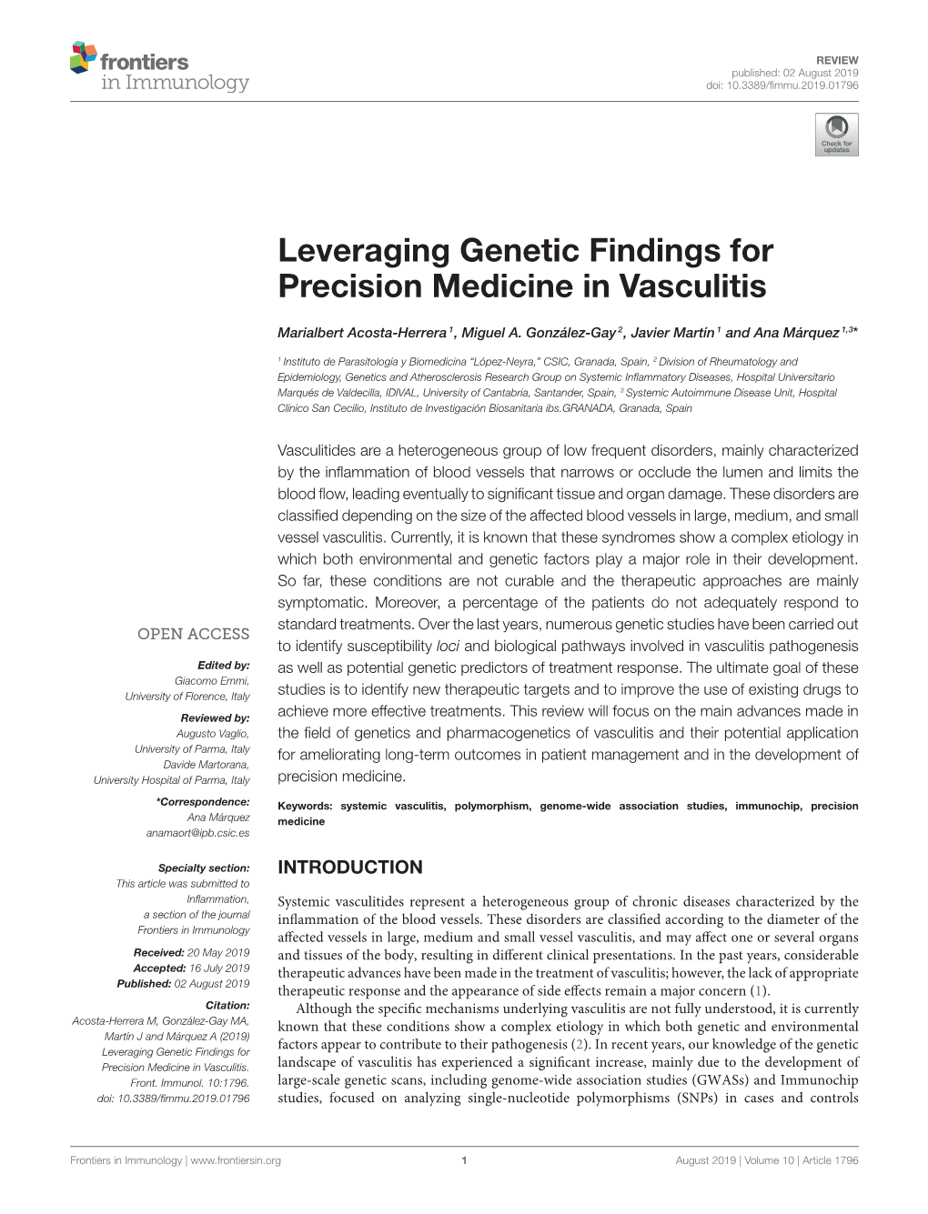 Leveraging Genetic Findings for Precision Medicine in Vasculitis
