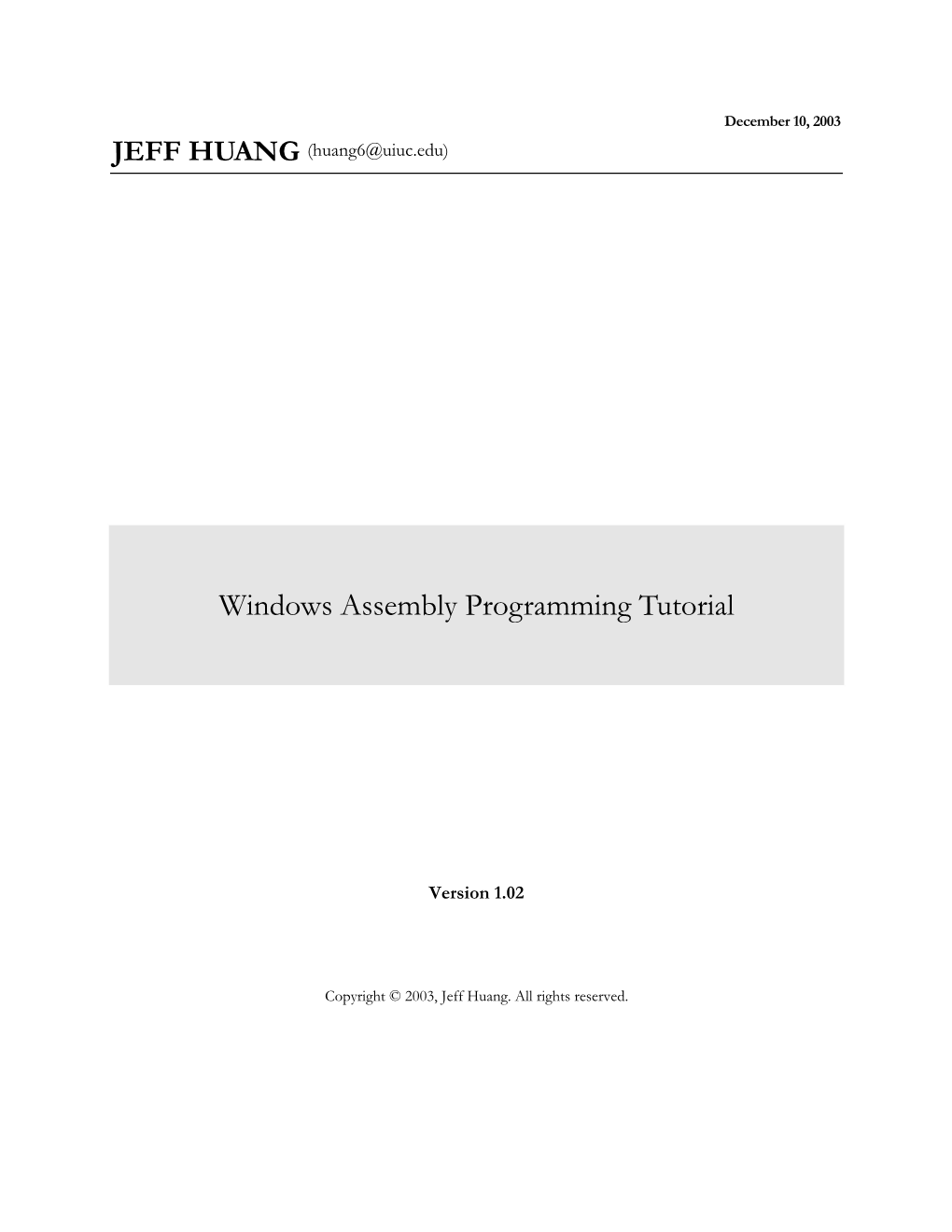 Windows Assembly Programming Tutorial