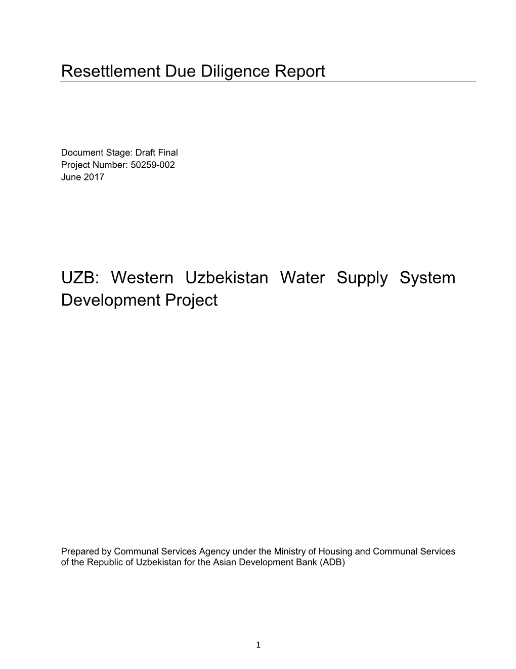 Western Uzbekistan Water Supply System Development Project