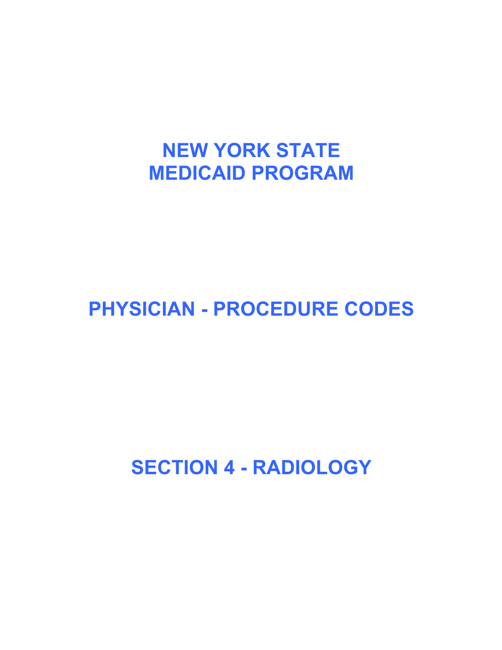 Procedure Codes, Section 4