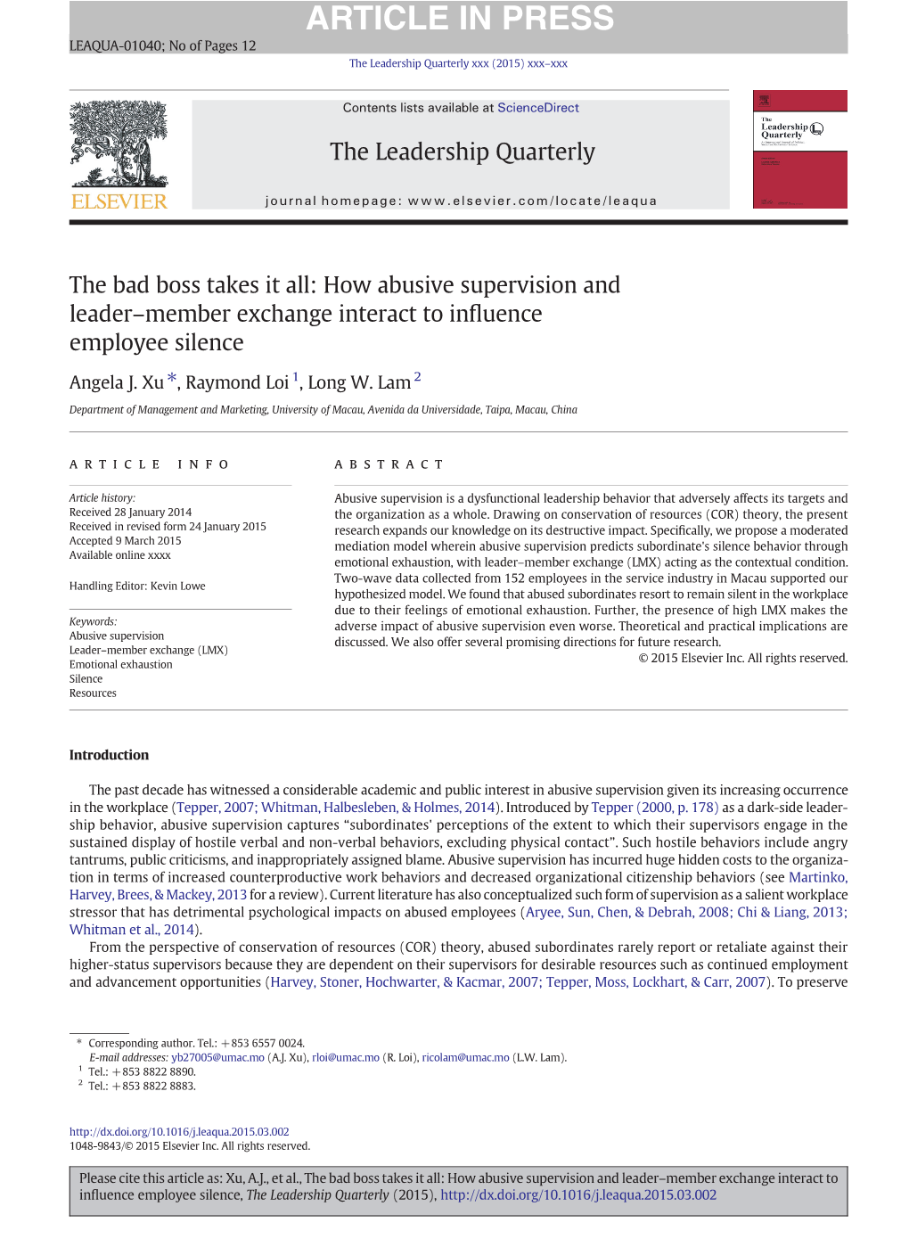 How Abusive Supervision and Leader-Member Exchange Interact