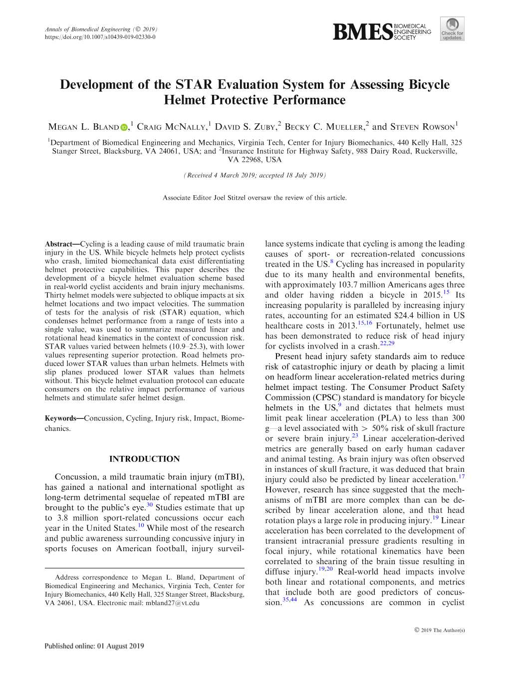 Development of the STAR Evaluation System for Assessing Bicycle Helmet Protective Performance