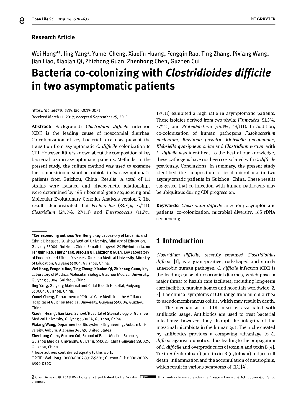 Bacteria Co-Colonizing with Clostridioides Difficile in Two Asymptomatic Patients