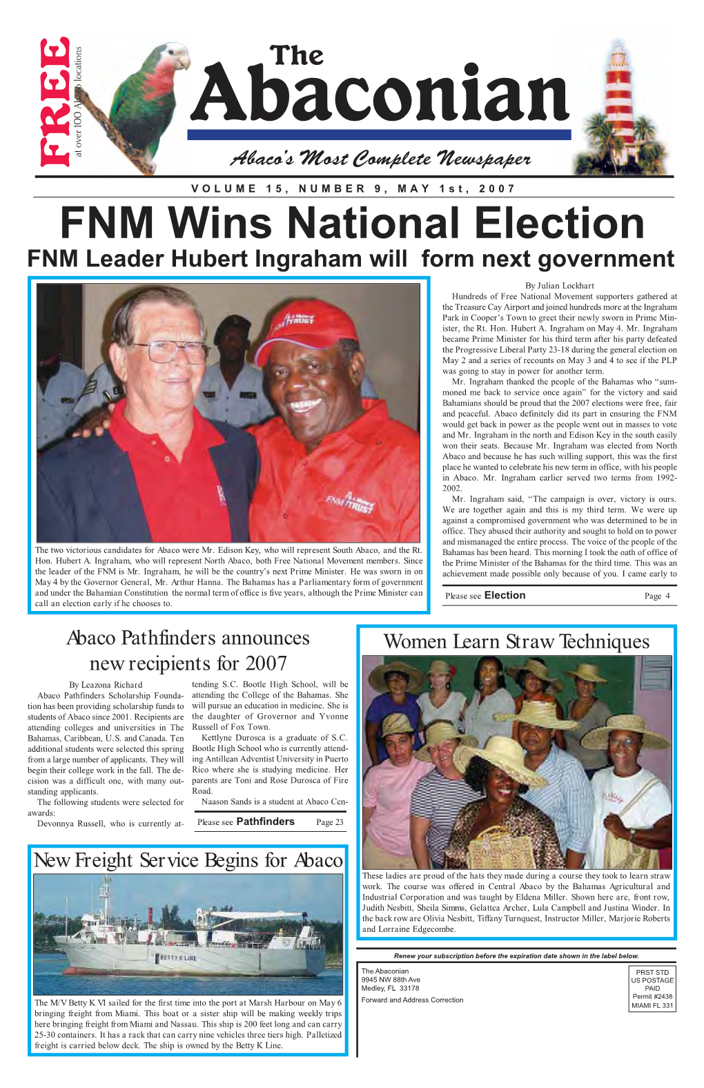 FNM Wins National Election FNM Leader Hubert Ingraham Will Form Next Government