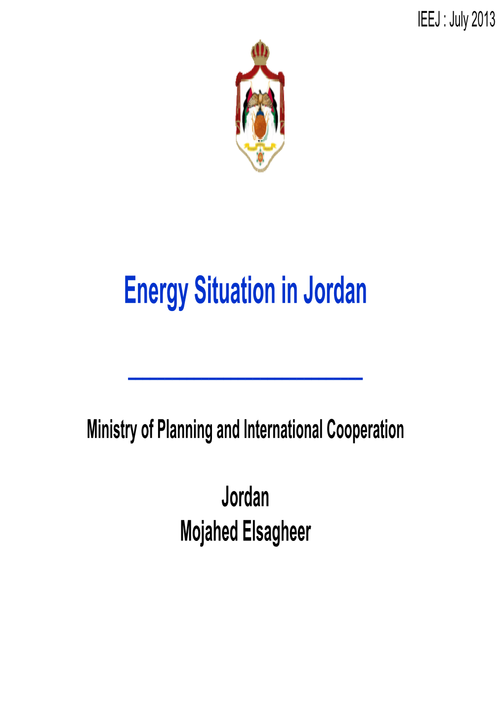 Energy Situation in Jordan