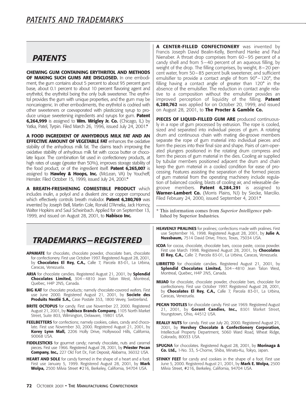 Patents and Trademarks Patents Trademarks