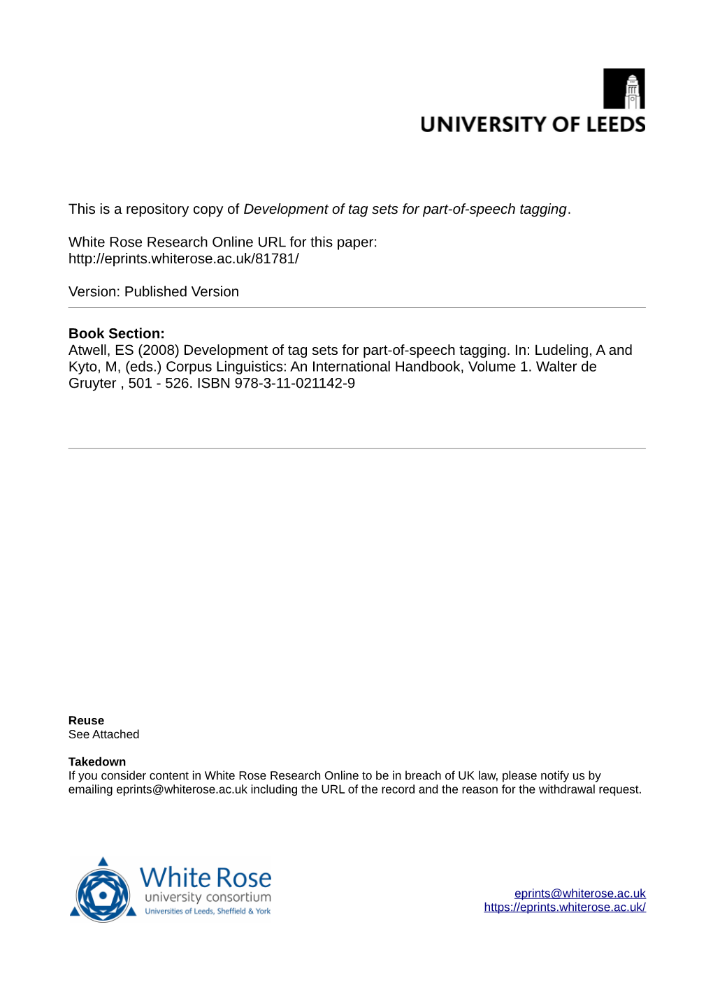 Development of Tag Sets for Part-Of-Speech Tagging