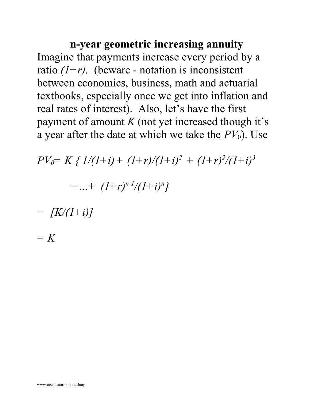 N-Year Geometric Increasing Annuity