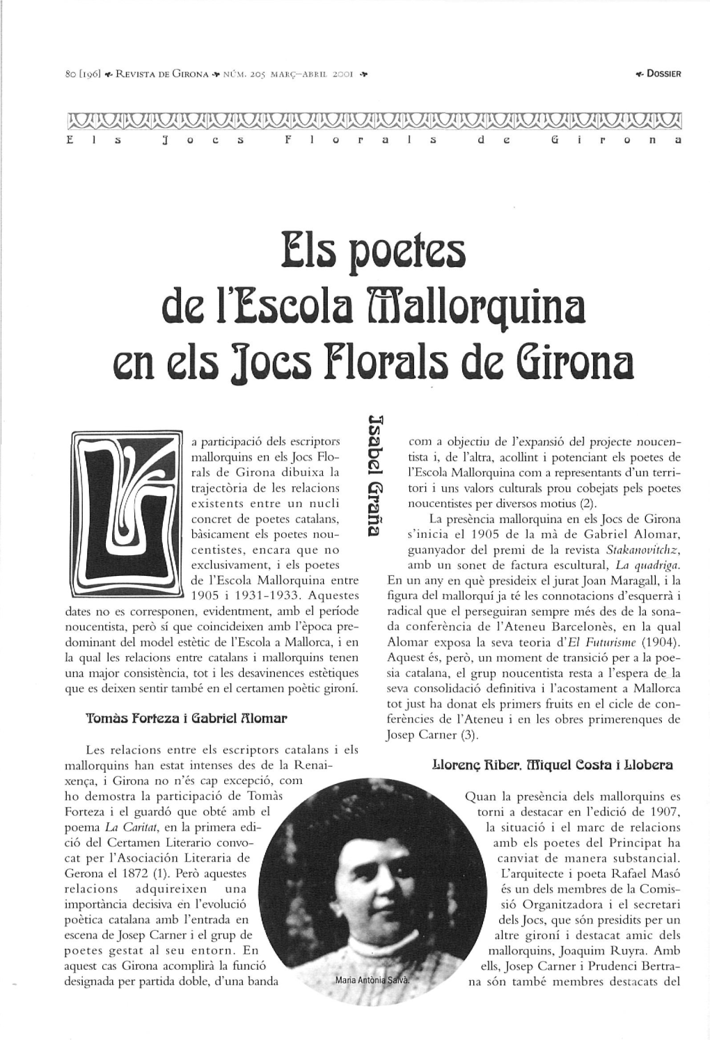 Els Poetes De Llscola Hlallorquina En Els Jocs Floráis De Qirona