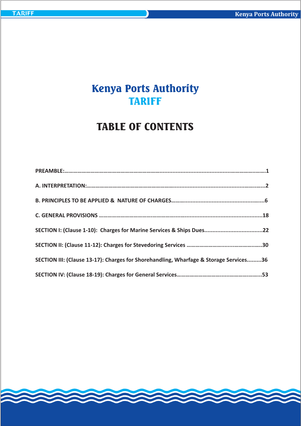 KPA Tariff Book