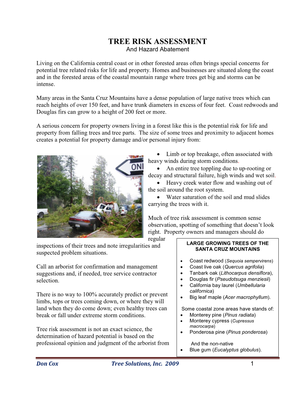 TREE RISK ASSESSMENT and Hazard Abatement