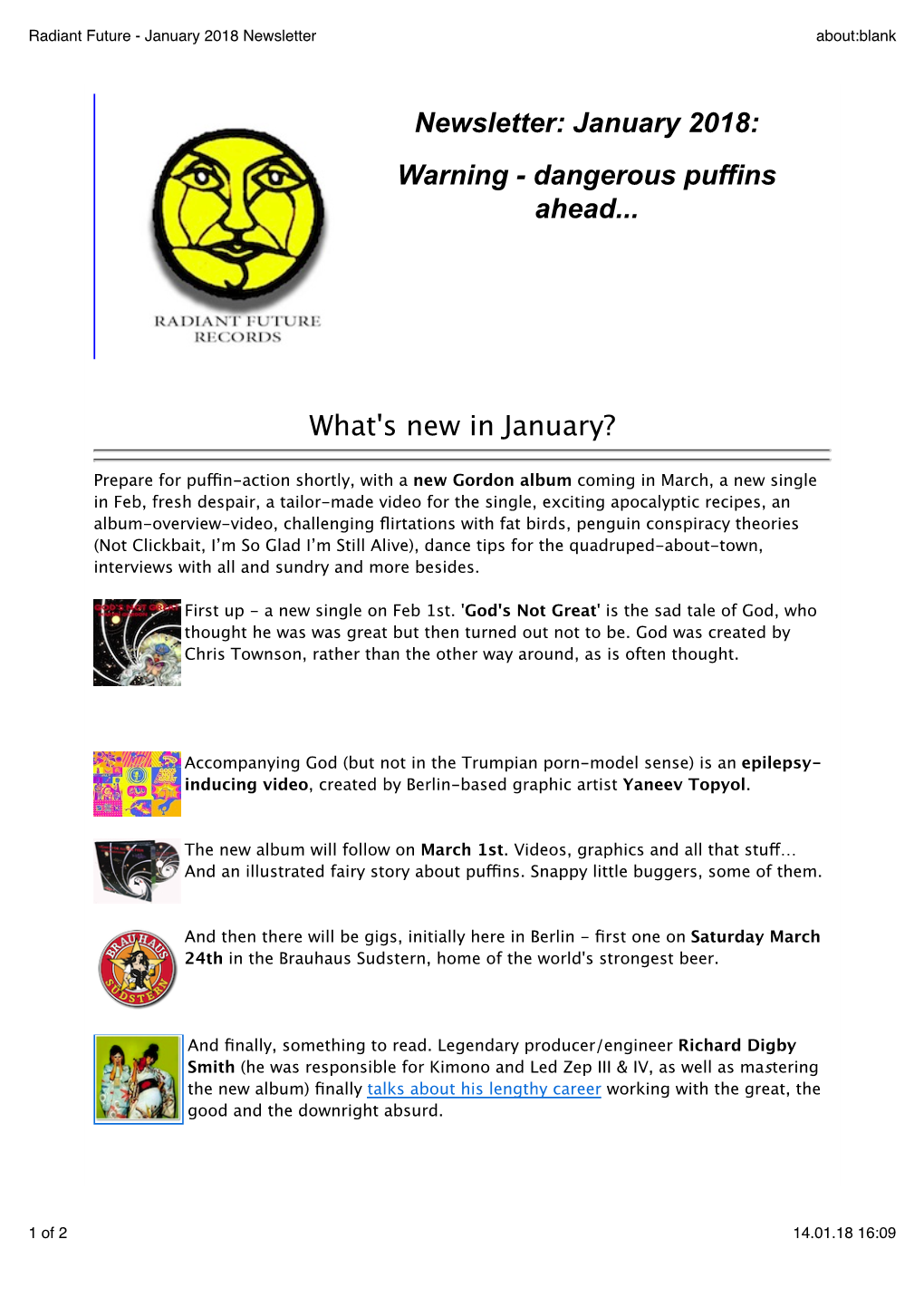 Radiant Future - January 2018 Newsletter About:Blank