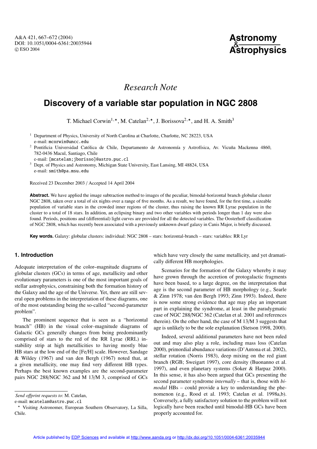 Discovery of a Variable Star Population in NGC 2808