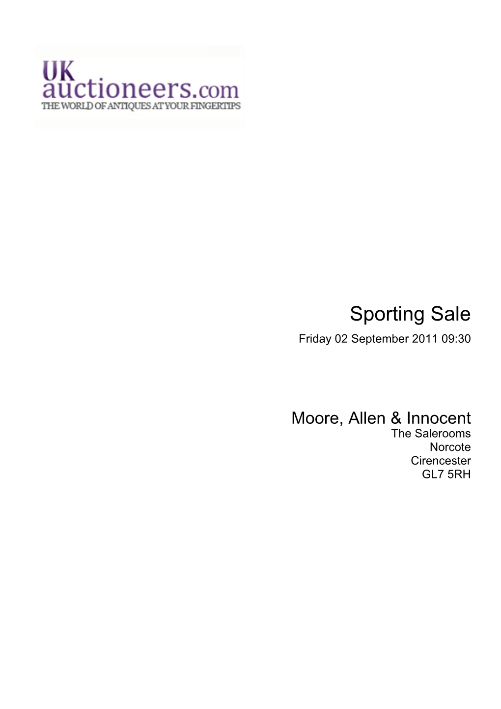 Sporting Sale Friday 02 September 2011 09:30