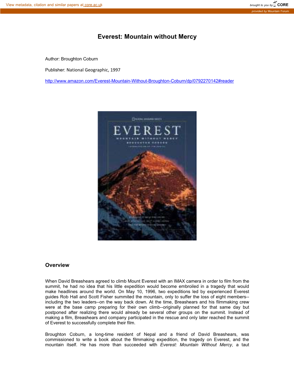 Everest: Mountain Without Mercy