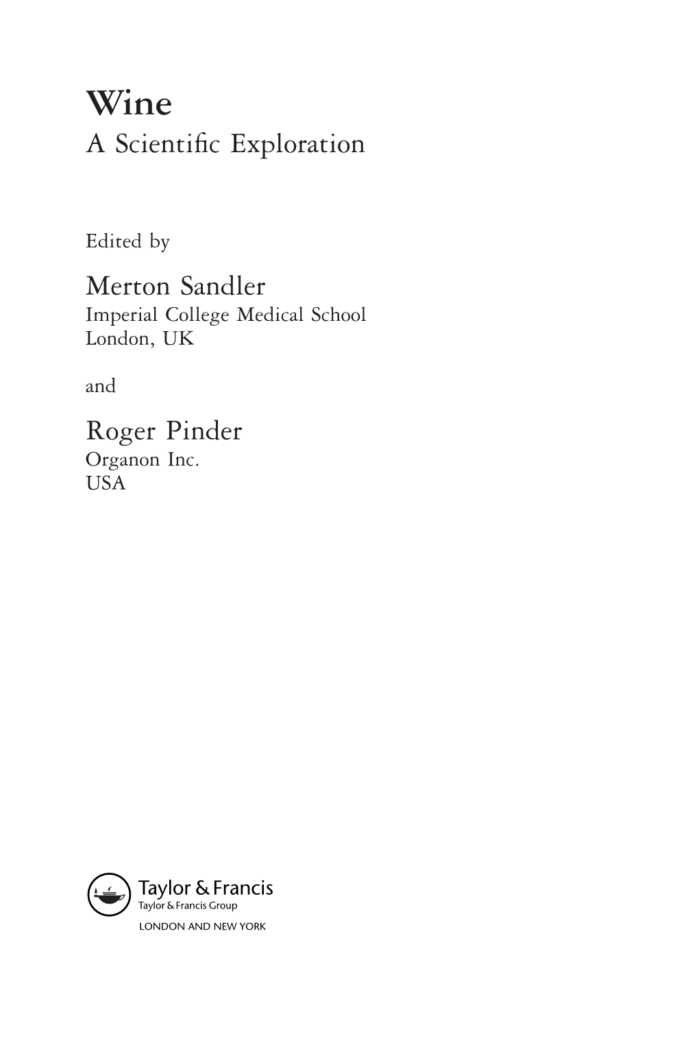 A Scientific Exploration Merton Sandler Roger Pinder