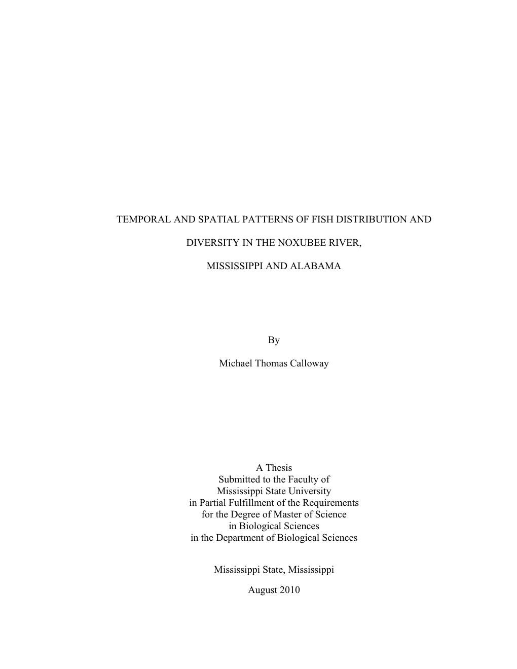 Temporal and Spatial Patterns of Fish Distribution And