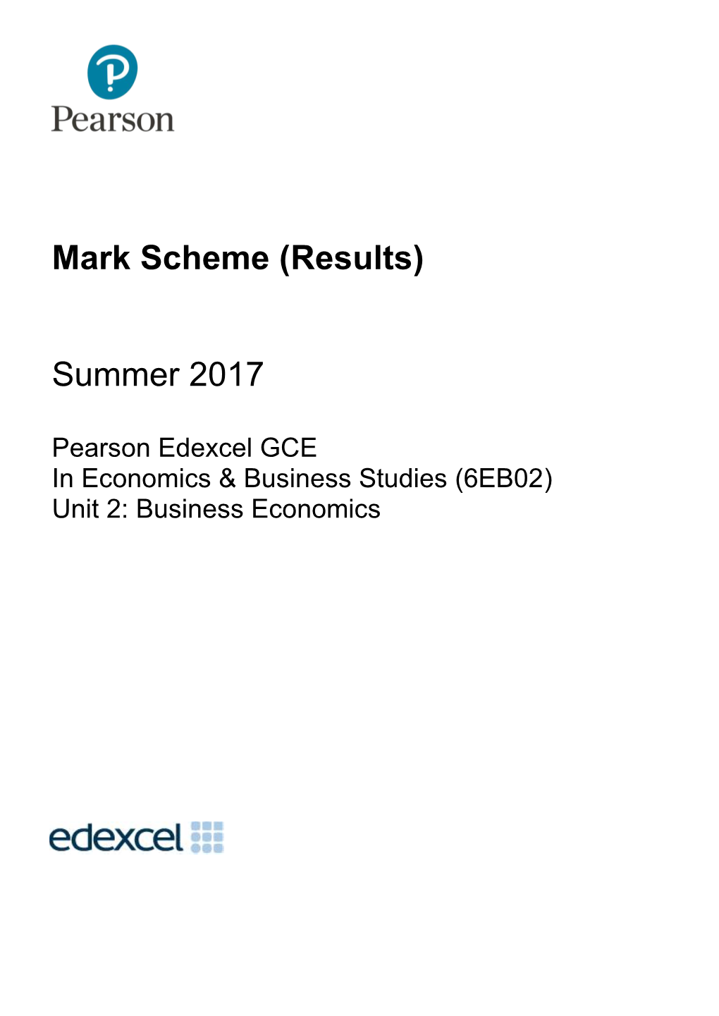 Mark Scheme (Results) Summer 2017