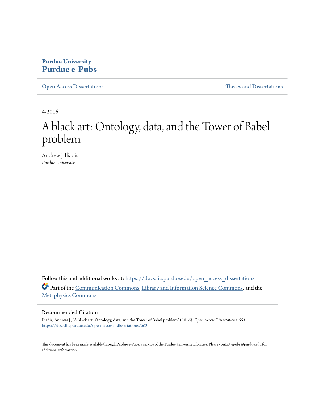 Ontology, Data, and the Tower of Babel Problem Andrew J