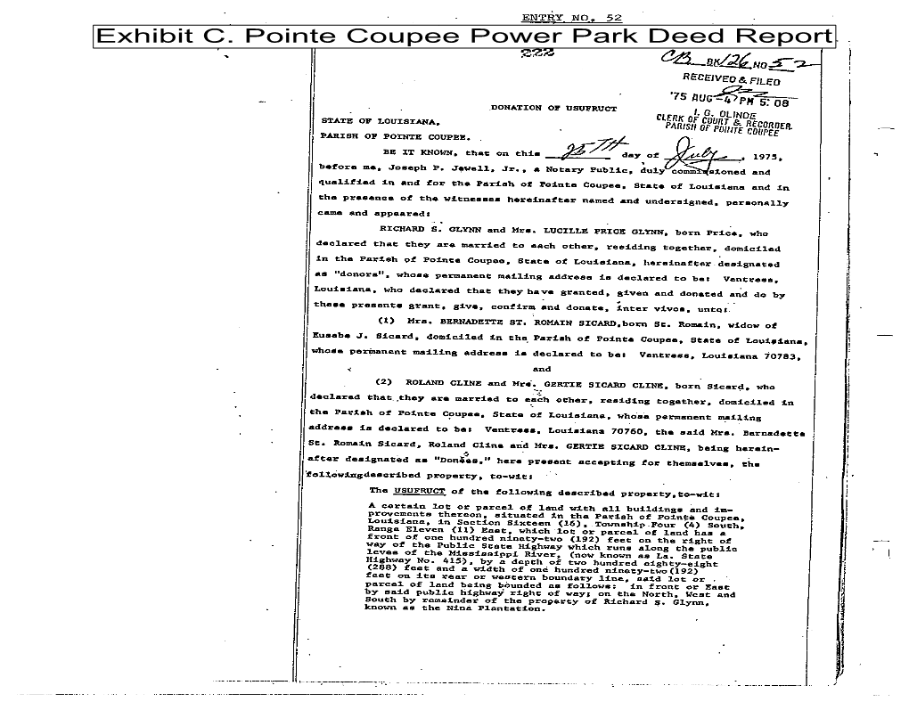 Exhibit C. Pointe Coupee Power Park Deed Report