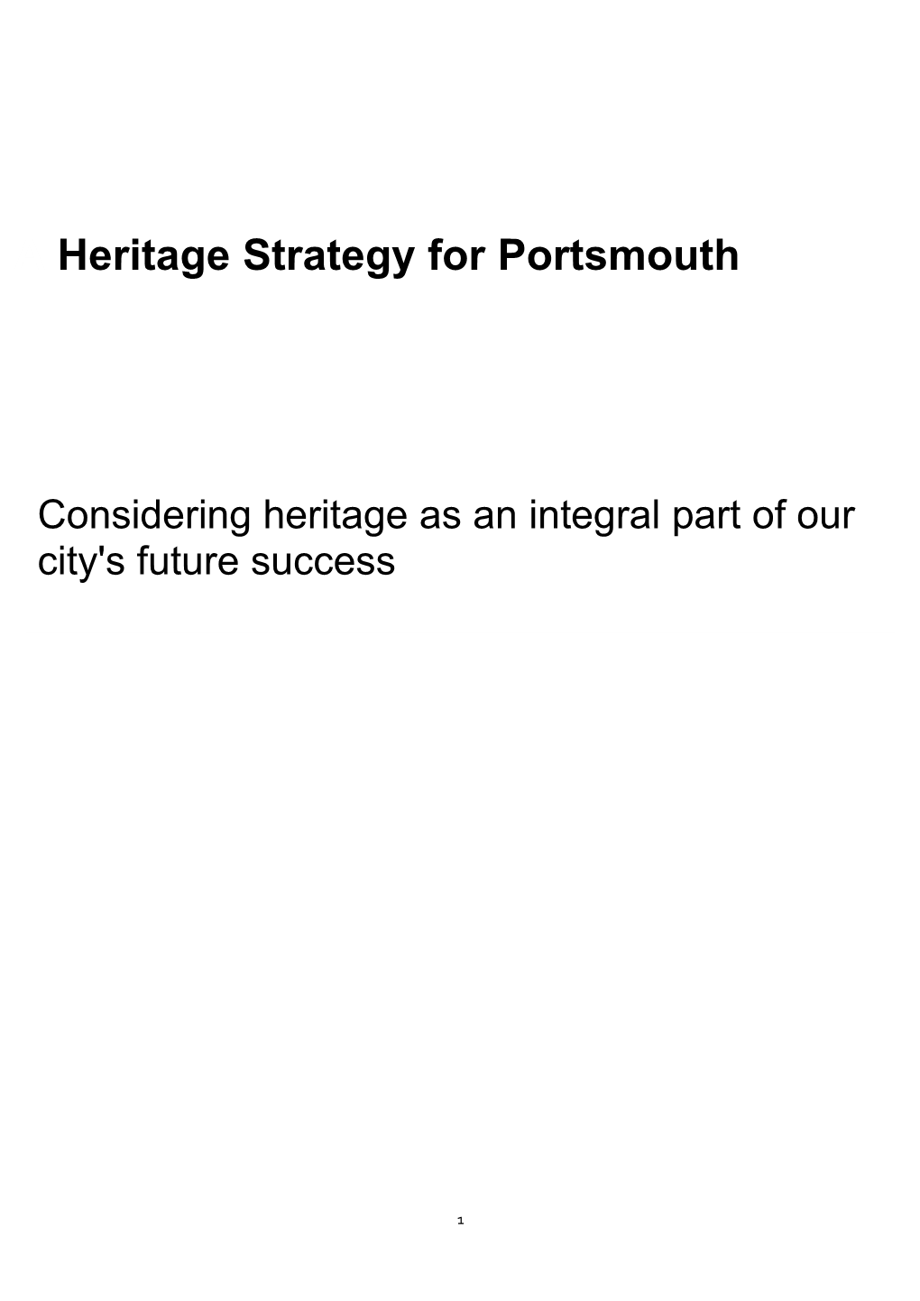 Heritage Strategy for Portsmouth