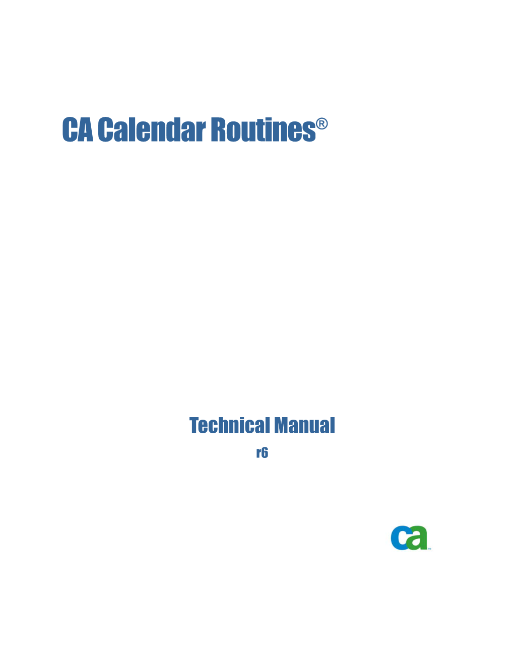 CA Calendar Routines Technical Manual