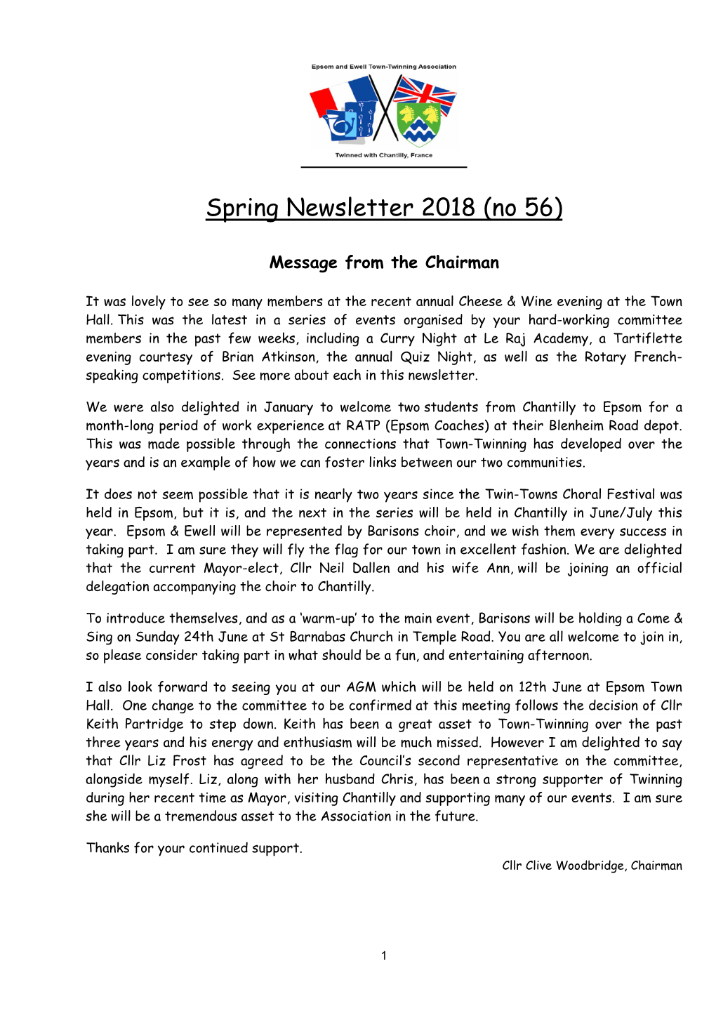 Spring Newsletter 2018 (No 56)