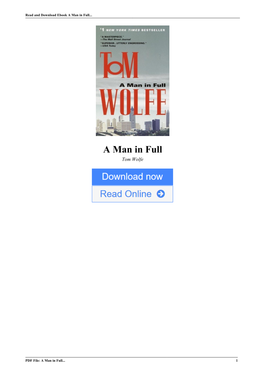 A Man in Full by Tom Wolfe