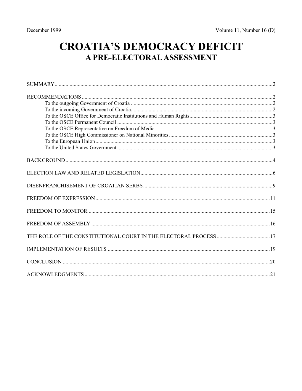 Croatia's Democracy Deficit