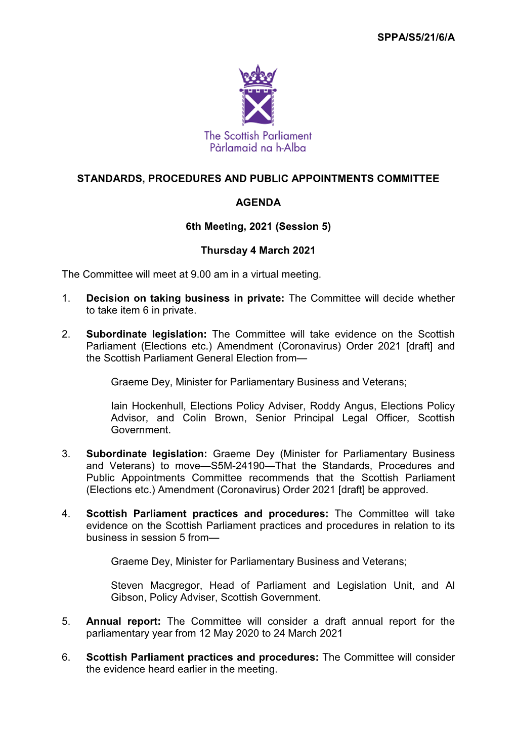 Papers for Meeting 4 March 2021