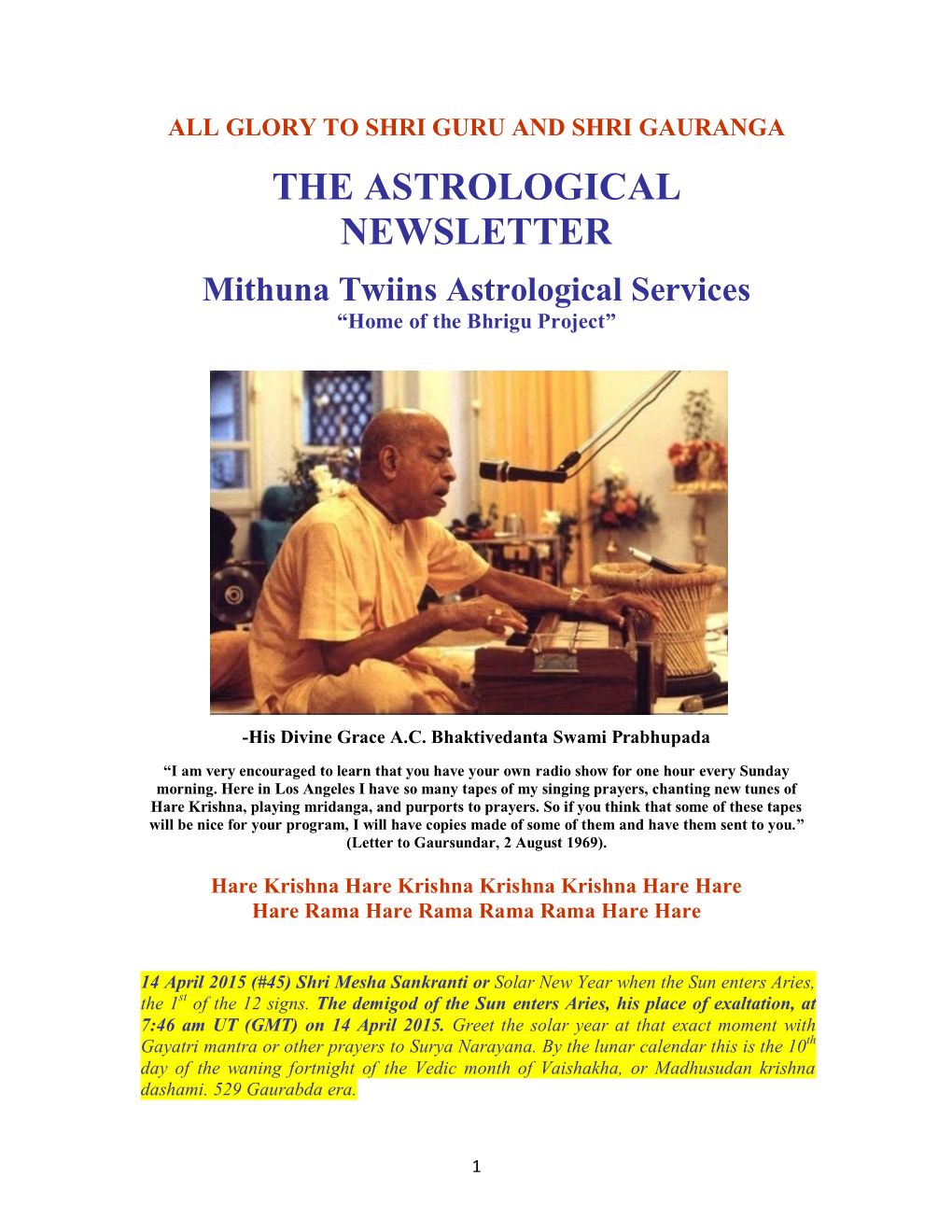 The Astrological Newsletter