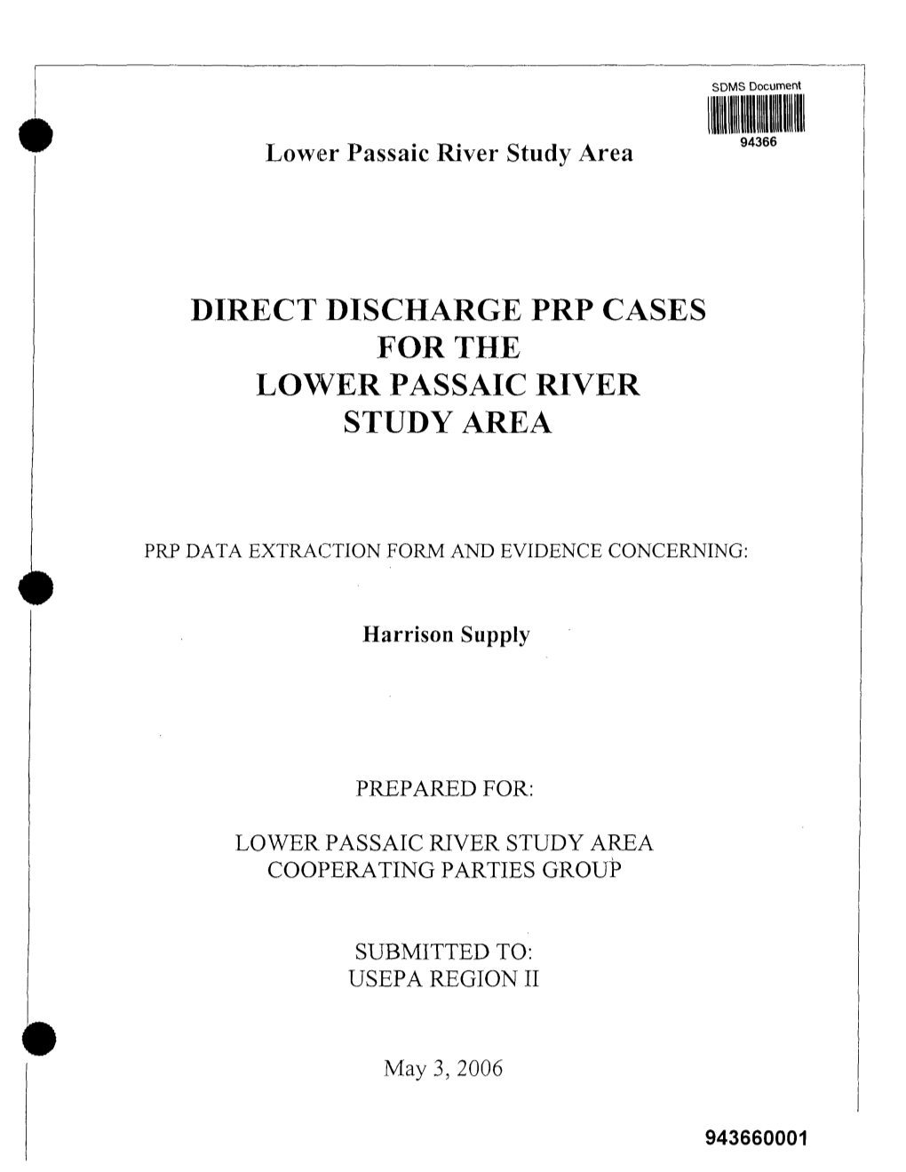 Direct Discharge Prp Cases for the Lower Passaic River Study Area