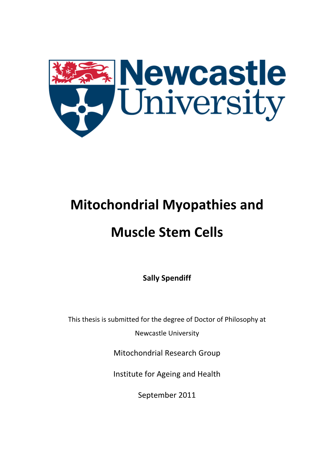 Mitochondrial Myopathies and Muscle Stem Cells
