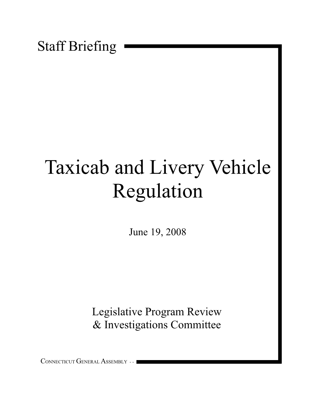 Taxicab and Livery Vehicle Regulation